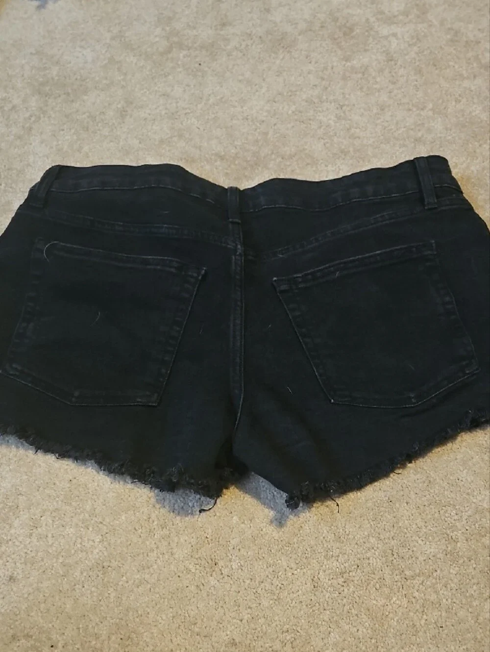 Black Frayed Hem Denim Shorts